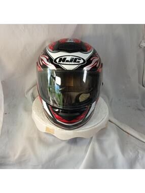HJC Full Face Motorcycle Helmet Red Black Flame Graphic DOT Approved Adult Pre-O